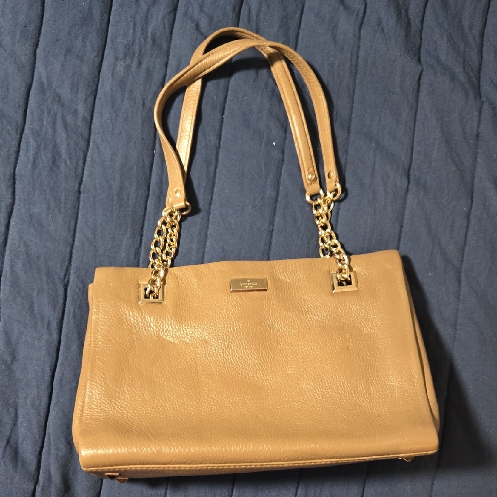 Kate Spade Tan Leather Shoulder Bag with Gold Accents